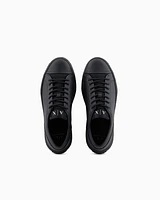 Armani Exchange - Leather sneakers with mesh insert, Man, Black, Size: