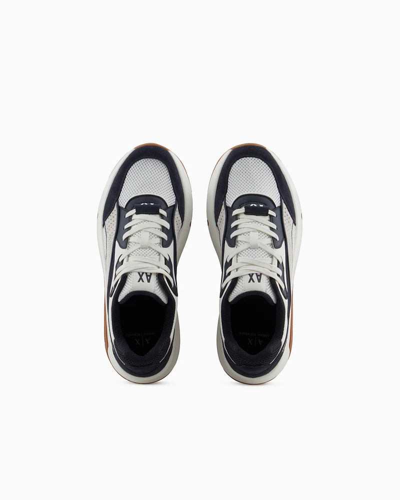 Armani Exchange - Oversized sneakers with contrasting inserts, Man, White, Size:
