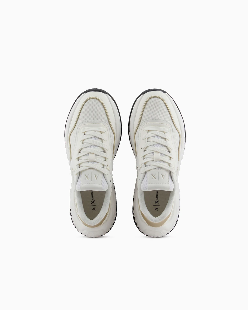 Armani Exchange - Chunky sneakers with contrasting inserts, Woman, White, Size: