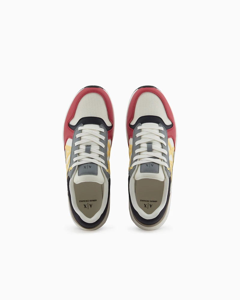 Armani Exchange - Sneakers with side logo and contrasting inserts, Man, Patterned, Size: