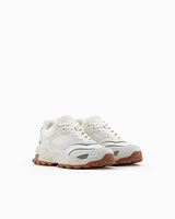 Armani Exchange - Mesh sneakers with oversized sole, Man, White, Size: