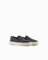 Armani Exchange - Smooth leather slip on, Man, Black, Size: