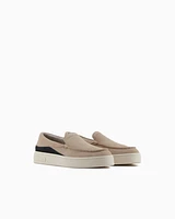 Armani Exchange - Suede Slip On, Man, Brown, Size: