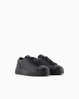 Armani Exchange - Leather sneakers with mesh insert, Man, Black, Size: