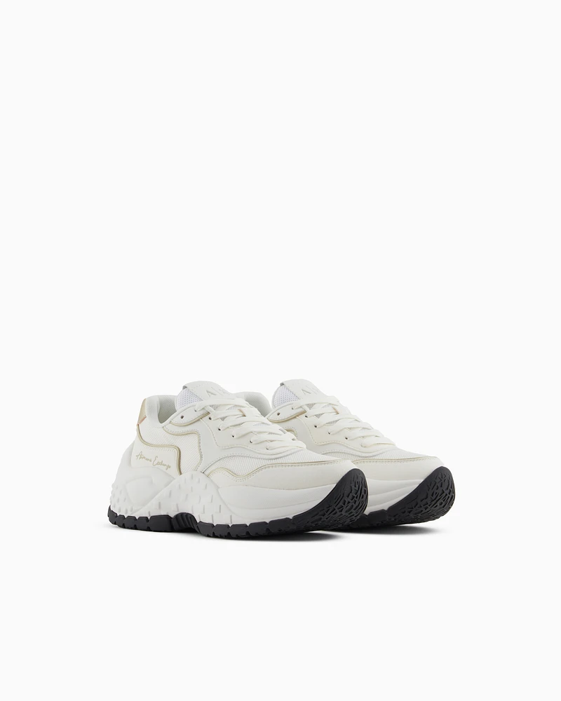 Armani Exchange - Chunky sneakers with contrasting inserts, Woman, White, Size: