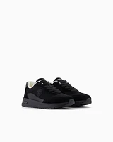 Armani Exchange - Mesh sneakers with rubber logo, Man, Black, Size: