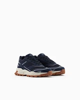 Armani Exchange - Mesh sneakers with oversized sole, Man, Navy Blue, Size: