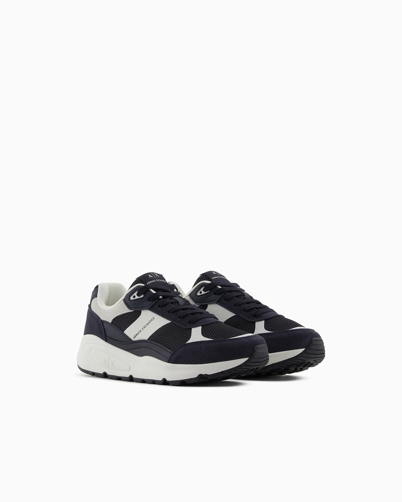Armani Exchange - Oversized sneakers with contrasting inserts, Man, Black, Size: