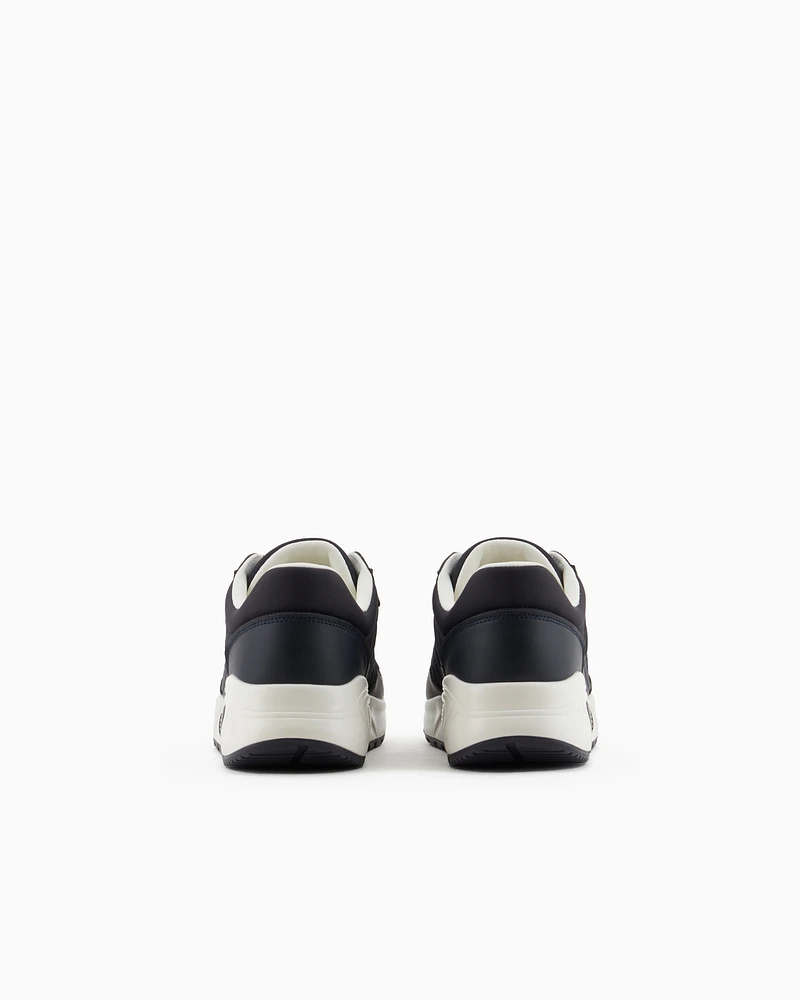Armani Exchange - Sneakers with side logo and contrasting inserts, Man, Navy Blue, Size: