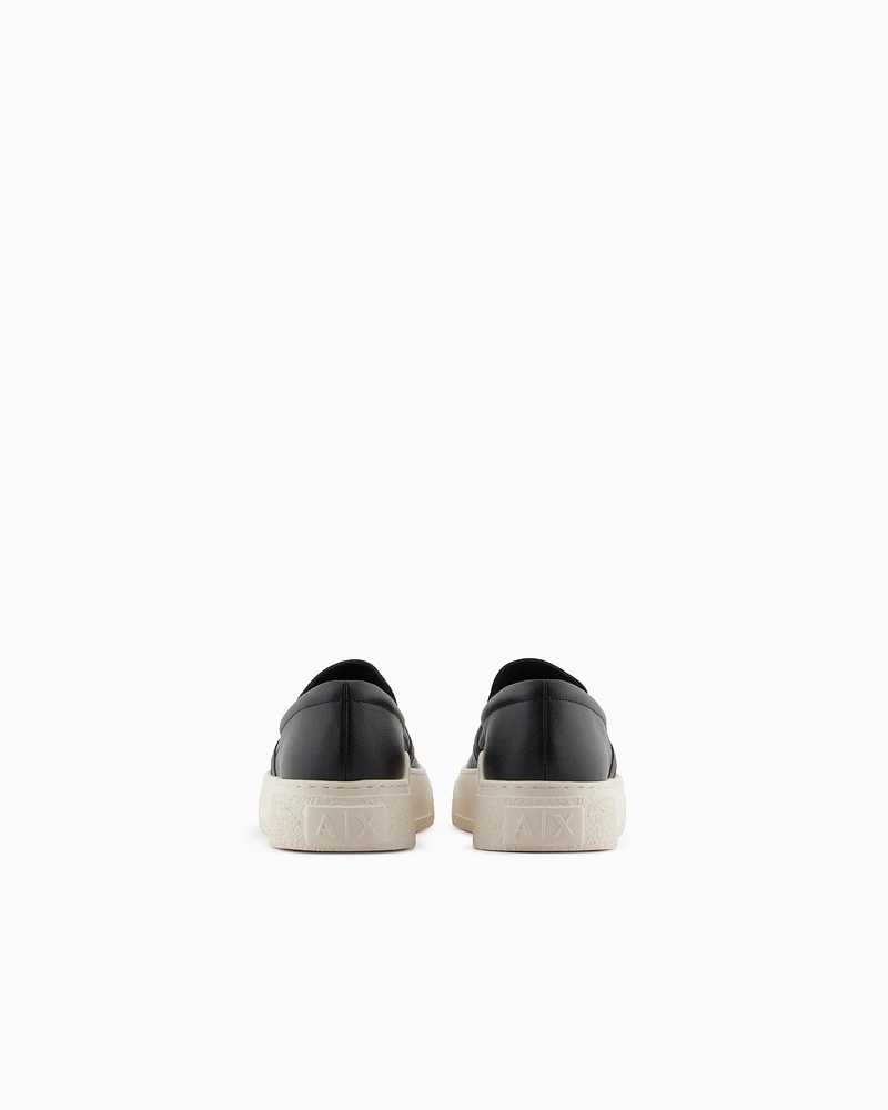 Armani Exchange - Smooth leather slip on, Man, Black, Size: