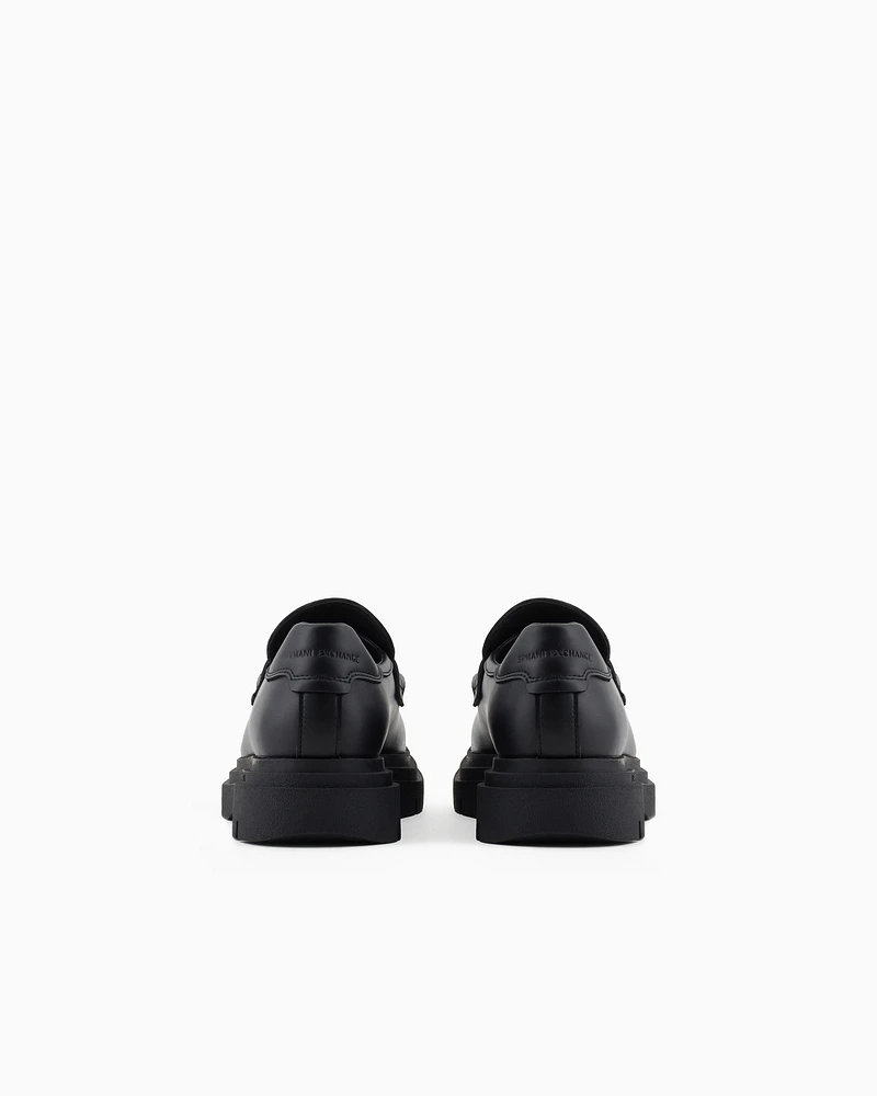 Armani Exchange - Genuine leather moccasins, Man, Black, Size: