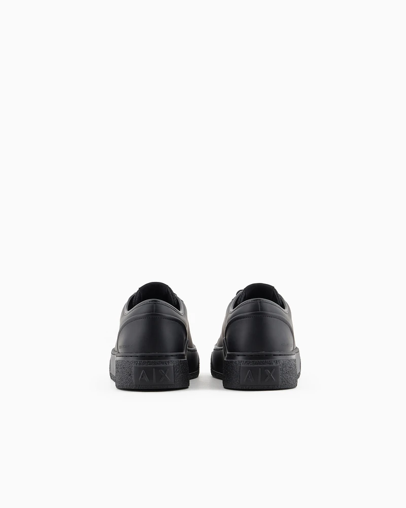 Armani Exchange - Leather sneakers with mesh insert, Man, Black, Size:
