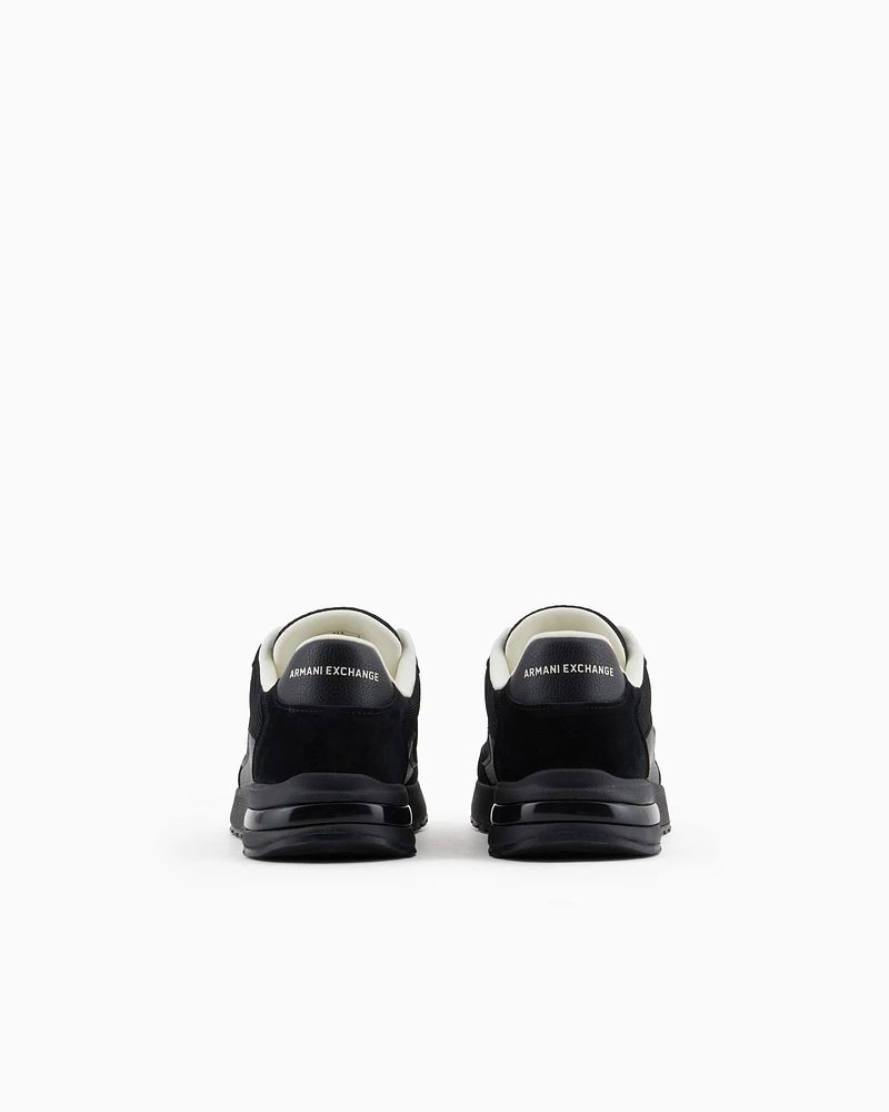 Armani Exchange - Mesh sneakers with rubber logo, Man, Black, Size: