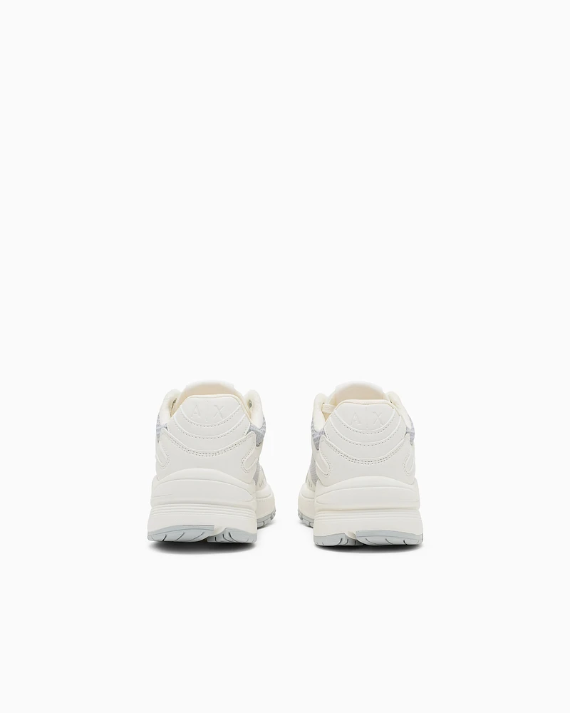 Armani Exchange - Chunky sneakers with contrasting inserts, Woman, Silver, Size: