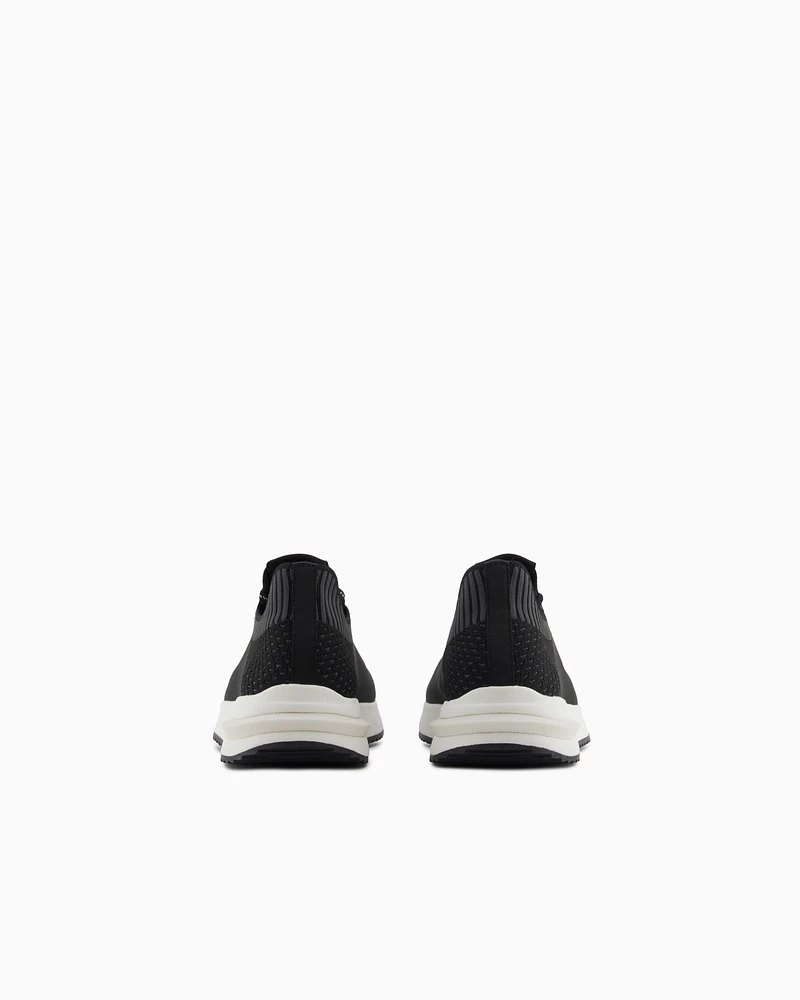 Armani Exchange - Mesh Sock Sneakers, Man, Black, Size: