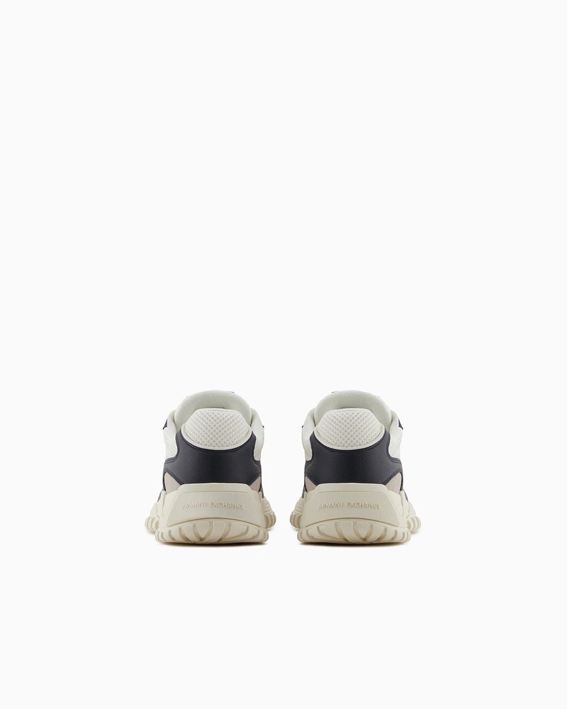 Armani Exchange - Two-tone sneakers with grip sole, Man, Navy Blue, Size: