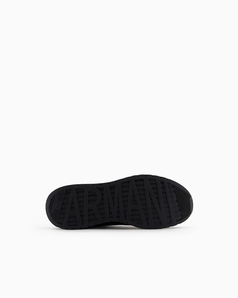 Armani Exchange - Mesh sneakers with rubber logo, Man, Black, Size: