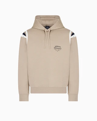Armani Exchange - Cotton blend sweatshirt with stripes on the shoulders, Man, Beige, Size: