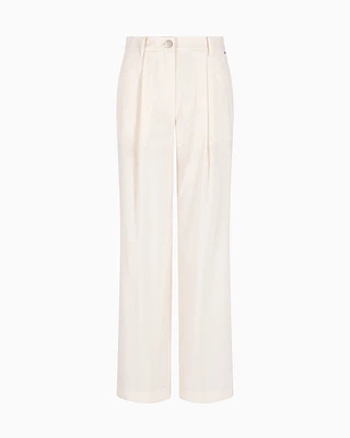 Armani Exchange - ASV Wide Leg Pants with Pleats, Woman, White, Size: