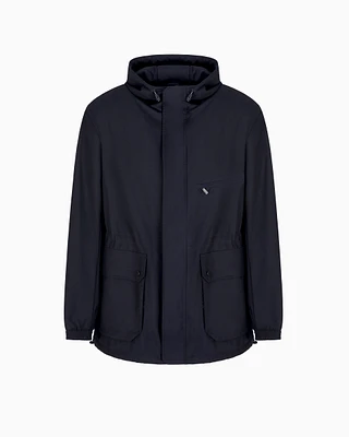 Armani Exchange - Field jacket flowing fabric with pockets and hood, Man, Navy Blue, Size: