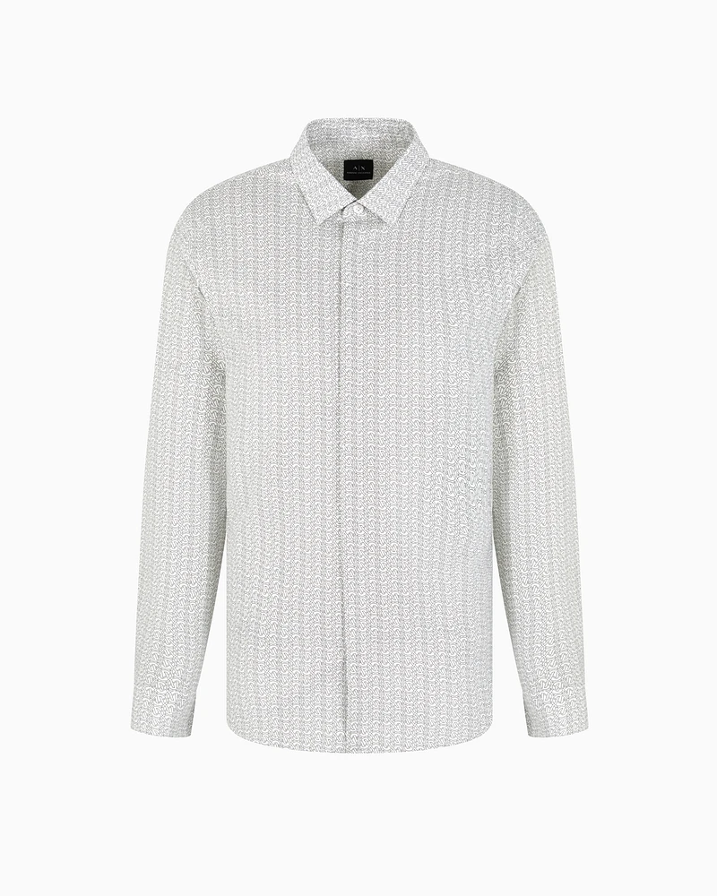 Armani Exchange - Slim fit micro-pattern shirt, Man, White, Size: