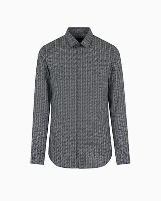 Armani Exchange - Slim fit micro-pattern shirt, Man, Black, Size:
