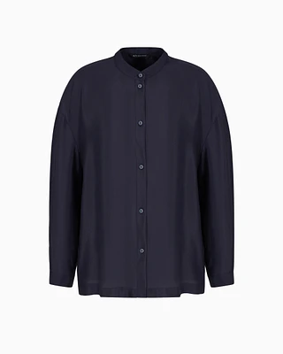 Armani Exchange - Oversized shirt fluid viscose, Woman, Navy Blue, Size: