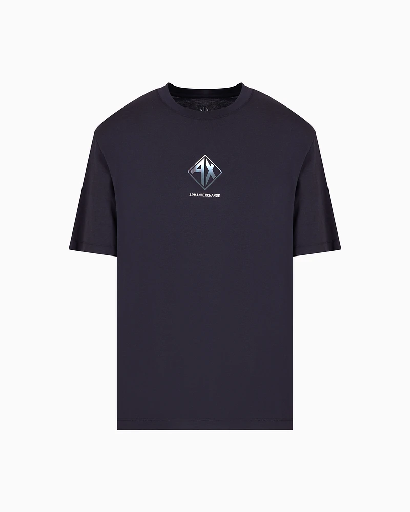 Armani Exchange - Regular fit T-shirt with logo print, Man, Navy Blue, Size: