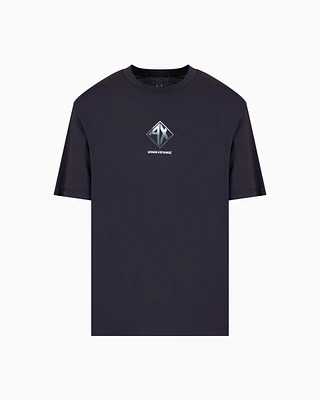Armani Exchange - Regular fit T-shirt with logo print, Man, Navy Blue, Size: