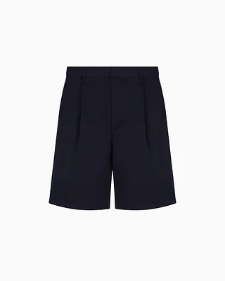 Armani Exchange - Bermuda shorts with pleats cotton twill, Man, Navy Blue, Size: