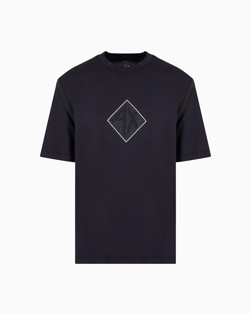 Armani Exchange - Regular fit T-shirt with logo print, Man, Navy_blue, Size: