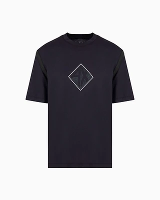 Armani Exchange - Regular fit T-shirt with logo print, Man, Navy_blue, Size: