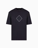 Armani Exchange - Regular fit T-shirt with logo print, Man, Navy_blue, Size: