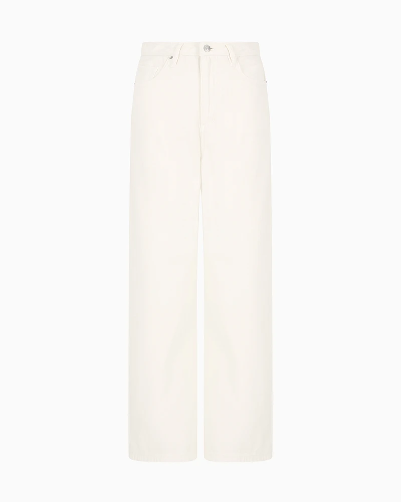 Armani Exchange - ASV Cotton and Lyocell Dye Denim Relaxed Fit Jeans, Woman, White, Size: