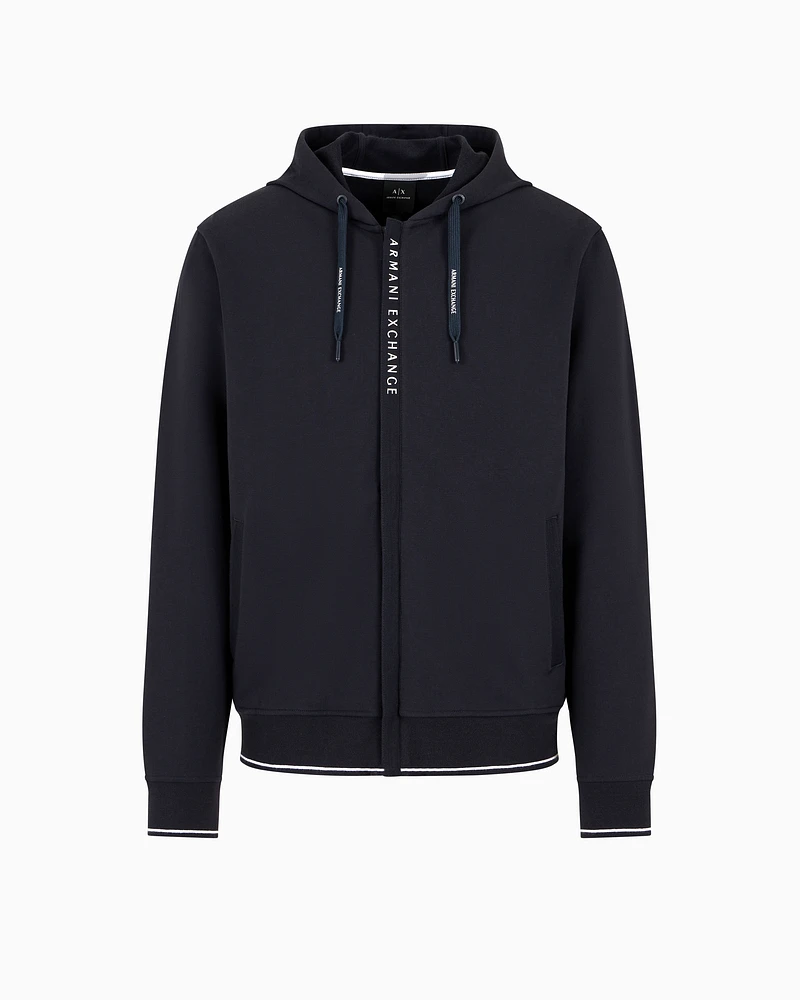 Armani Exchange - Stretch fabric zip-up sweatshirt, Man, Navy Blue, Size: