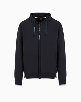 Armani Exchange - Stretch fabric zip-up sweatshirt, Man, Navy Blue, Size: