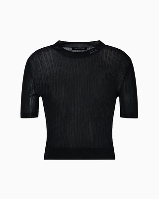 Armani Exchange - Lurex yarn sweater with logo, Woman, Black, Size:
