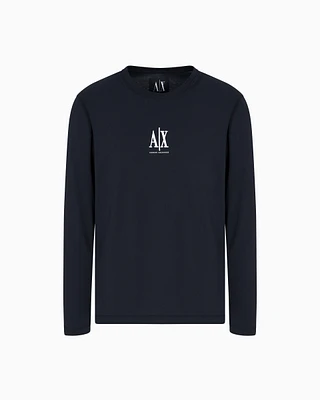 Armani Exchange - Long-sleeved T-shirt with embroidered logo, Man, Navy Blue, Size:
