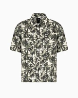 Armani Exchange - Regular fit palm tree patterned shirt, Man, Green, Size: S