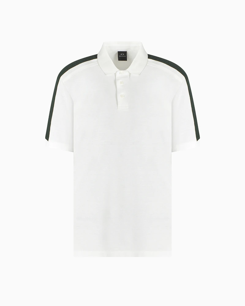 Armani Exchange - Regular fit piquet polo with shoulder bands, Man, White, Size: