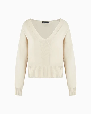 Armani Exchange - ASV Contrast Detail Sweater, Woman, Beige, Size: