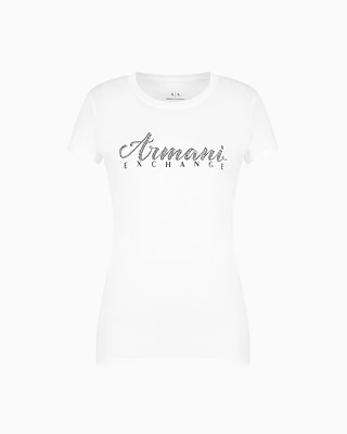 Armani Exchange - Slim fit T-shirt stretch cotton jersey, Woman, White, Size: