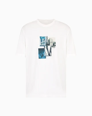 Armani Exchange - Regular fit T-shirt with photo print, Man, White, Size:
