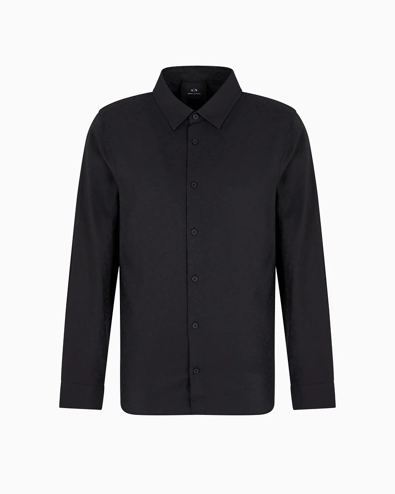 Armani Exchange - Regular fit cotton jacquard shirt, Man, Black, Size: