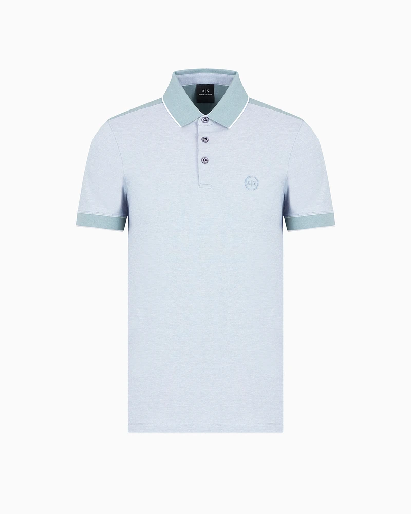 Armani Exchange - Cotton polo with contrasting details, Man, Light Blue, Size: XS