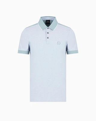 Armani Exchange - Cotton polo with contrasting details, Man, Light Blue, Size: XS