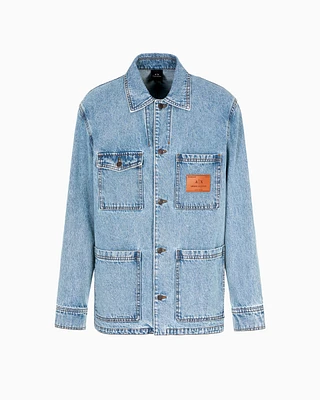 Armani Exchange - Denim jacket with logo patch, Man, Blue, Size:
