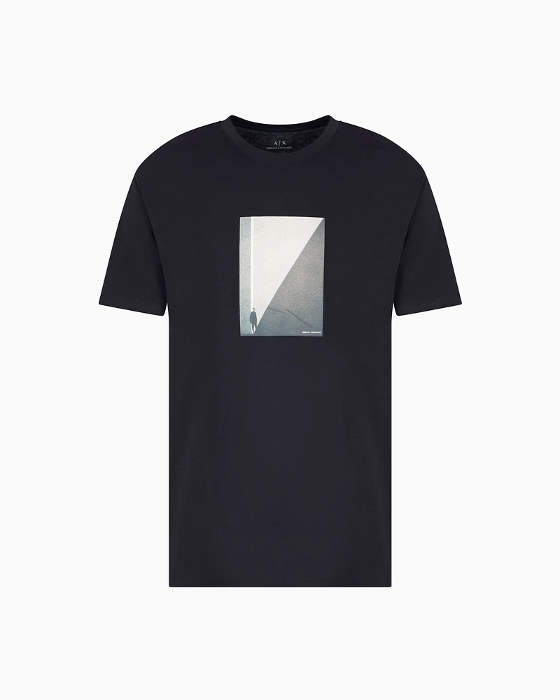 Armani Exchange - Regular fit T-shirt with photo print, Man, Navy Blue, Size: