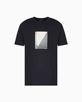 Armani Exchange - Regular fit T-shirt with photo print, Man, Navy Blue, Size: