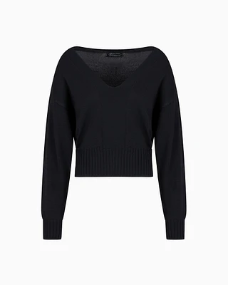 Armani Exchange - ASV Contrast Detail Sweater, Woman, Black, Size: